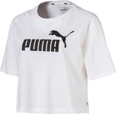 Puma Cropped Essential Logo  T-shirt - Vrouwen - wit/zwart