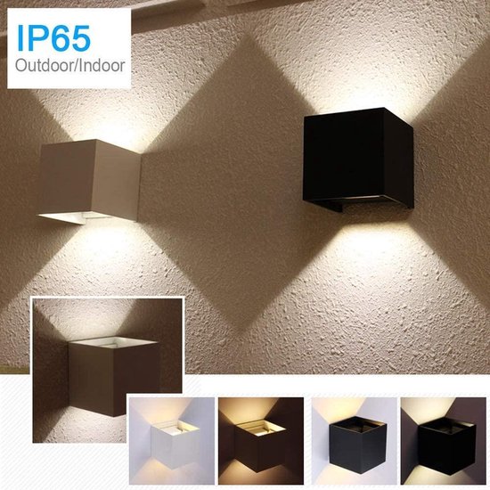 Wandlamp – kubus lamp – voor binnen en buiten – zwart – industrieel – led – 10×10 cm – 12 watt - GGGOODS