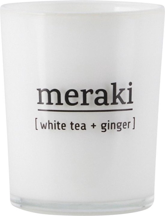 Meraki - Geurkaars White Tea & Ginger wit