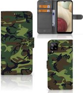 Samsung Galaxy A12 Portemonnee hoesje Army Dark
