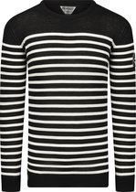Sweater - heren - ronde hals - BLACK/OFF WHITE