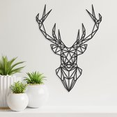 Geometrische Wanddecoratie - Hert - Dieren - Hout - Wall Art - Muurdecoratie - Woonkamer - Zwart - 38.5 x 29 cm