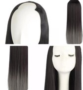 U-part wig clip in extensions ZWART ZILVER 70cm 200gram 3/4pruik