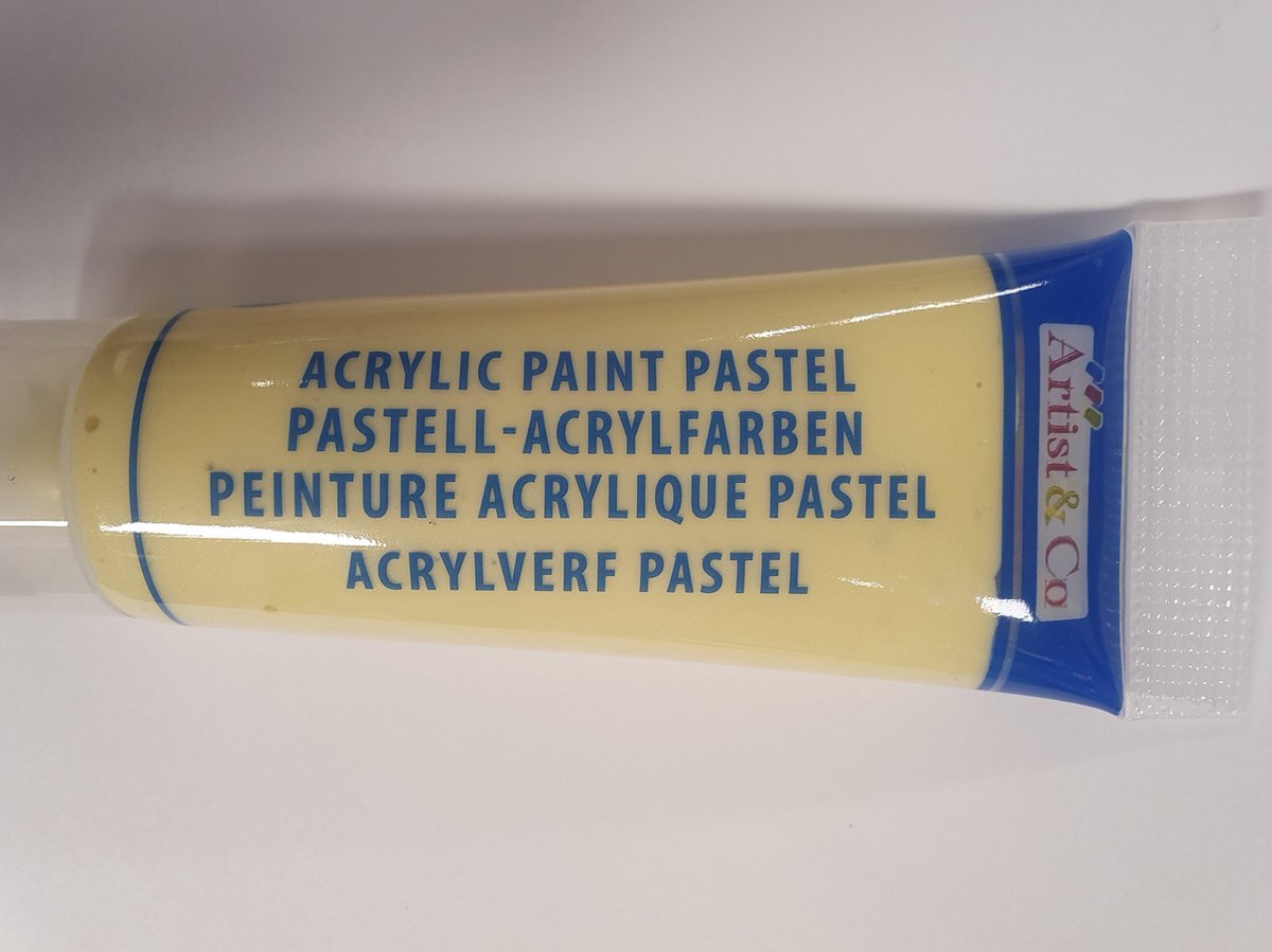 Acrylverf pastel geel 75ml, artist&co kindercrea