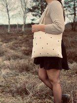 Katoenen tas naturel | Tassen dames | Shopper | Laptop tas | Driehoek | Blauw