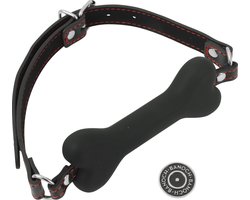 Banoch - mouth gag bone - siliconen gag bot - zwart - hondenbot - bondage