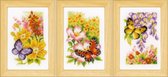 Miniatuur kit Vlinders en bloemen set van 3 borduren (pakket)
