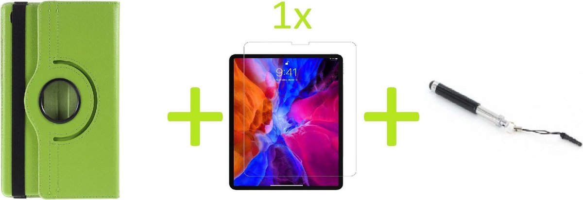 Book Cover Geschikt voor: Samsung Galaxy Tab A7 10.4 (2020) Multi Stand Case - 360 Draaibaar Tablet hoesje - Tablethoes - Groen + 1x Screenprotector + Stylus