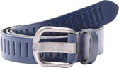 Riem - Riemen - Streepjes - Navy Blue - 3 cm - Unisex - 100% Leren - Leder - Riem Maat 85