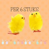 6x Mini Paaskuikens Decoratie - Paasdecoratie - Paasversiering - Pasen - 5,5x4,5x3,5 cm