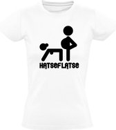 Hatseflatse Doggie Dames t-shirt |  Massa is kassa | hatseflatsen | Peter Gillis | Wit