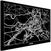 Schilderij Map van Bern, 2 maten, zwart-wit, Premium print