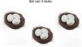 Set van 3 paaseieren nest | Pasen | Paasdecoratie