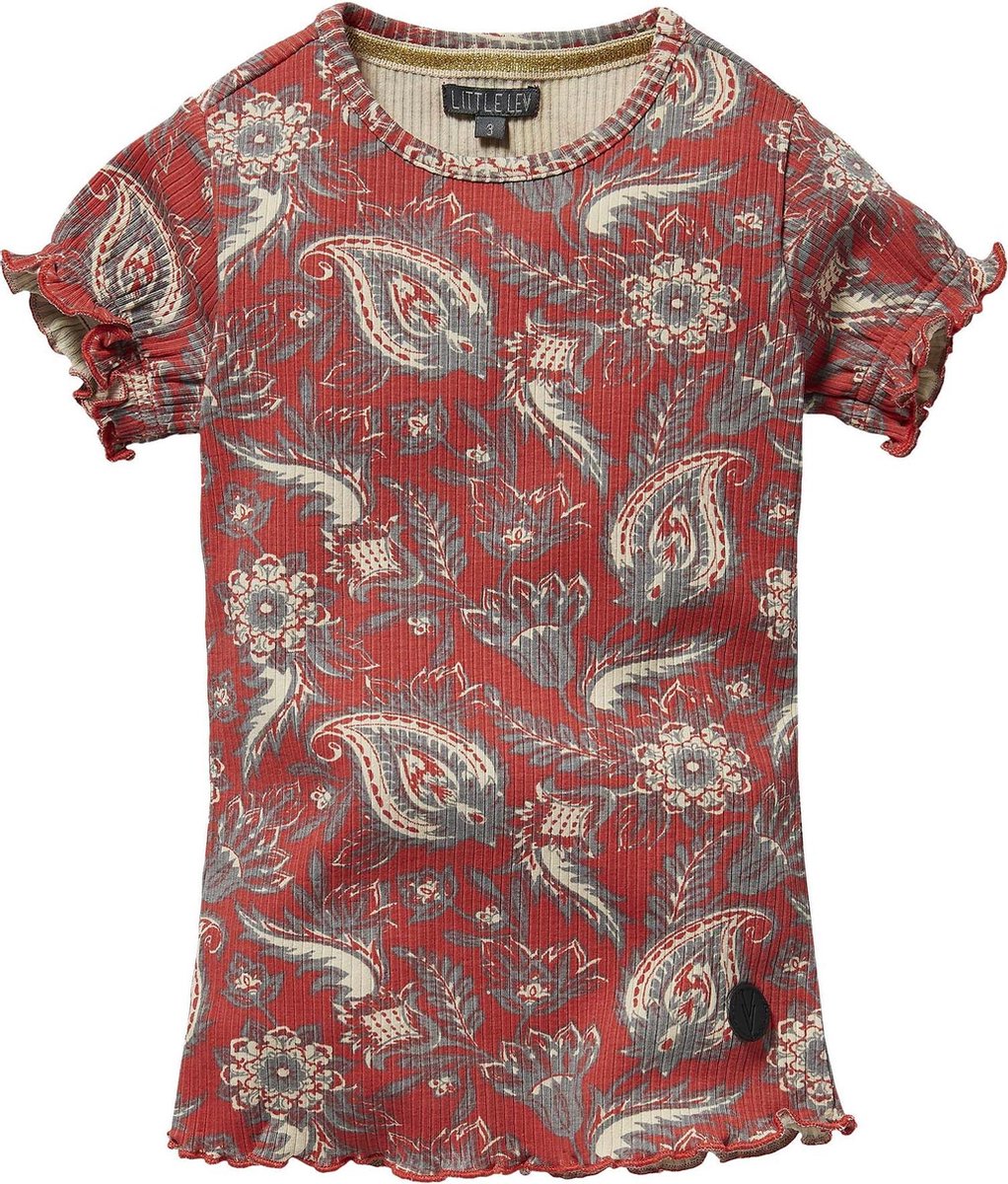 Levv shortsleeve Nicolet rood met grijs bloemenprint voor meisjes - maat 92