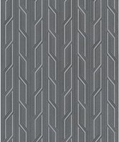 Grandeco Orion Vliesbehang Vertical Geometric Stripe Wave Embossed Motif ON4101 | Zwart, Grijs, Zilver, Metallic |