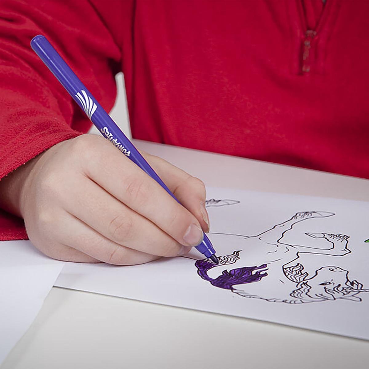 edding 15 FUNTASTICS - kleurstiften voor kinderen - set van 12 - felle kleuren - 1 mm dunne punt - voor kleurplezier op lichtgekleurd papier en karton - afwasbaar van huid en textiel - zomervakantie - kindercadeau — afbeelding 3