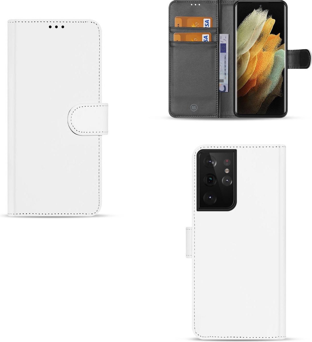 Samsung Galaxy S21 Ultra Bookcase Hoesje Wit met Pasjeshouder