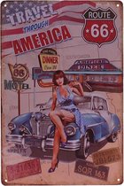 Metalen plaatje - Route 66 - Travel America
