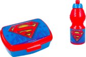Superman brooddoos (17 cm - 13 cm - 6 cm) + Drinkfles (18 cm hoog - 400 ml)