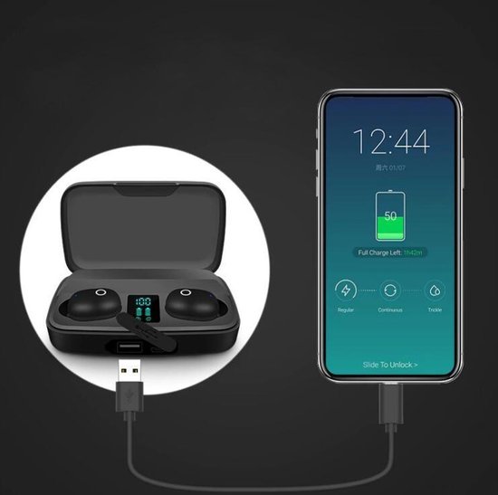 Draadloze oordopjes, Bluetooth 5.3 hoofdtelefoon, HI-FI stereo, 35H