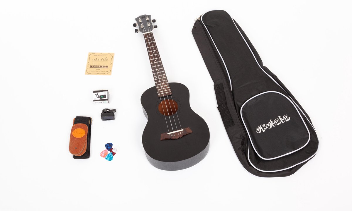 Tenor Ukelele Zwart, volledig pakket