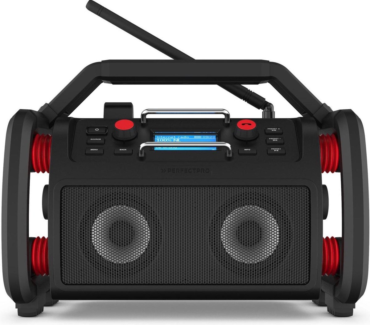 Perfectpro ROCKPRO - FM - DAB+ - WiFi Radio - Spotify - Bluetooth - USB - Lithiumaccu - Oplaadbaar - RP1