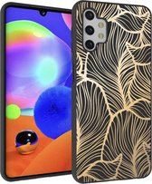 iMoshion Design voor de Samsung Galaxy A32 (5G) hoesje - Bladeren - Zwart / Goud