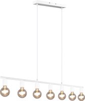 LED Hanglamp - Trion Zuncka - E27 Fitting - 7-lichts - Rechthoek - Mat Wit - Aluminium - BES LED