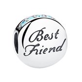 Best Friend bead blauwe zirkonia | vrienden bedel | Zilverana | geschikt voor Biagi , Pandora , Trollbeads armband | 925 zilver
