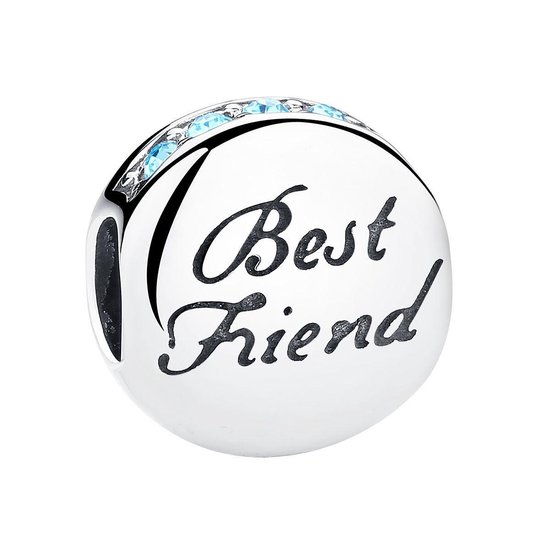 Best Friend bead blauwe zirkonia | vrienden bedel | Zilverana | geschikt voor alle bekende merken | 925 zilver | moederdag