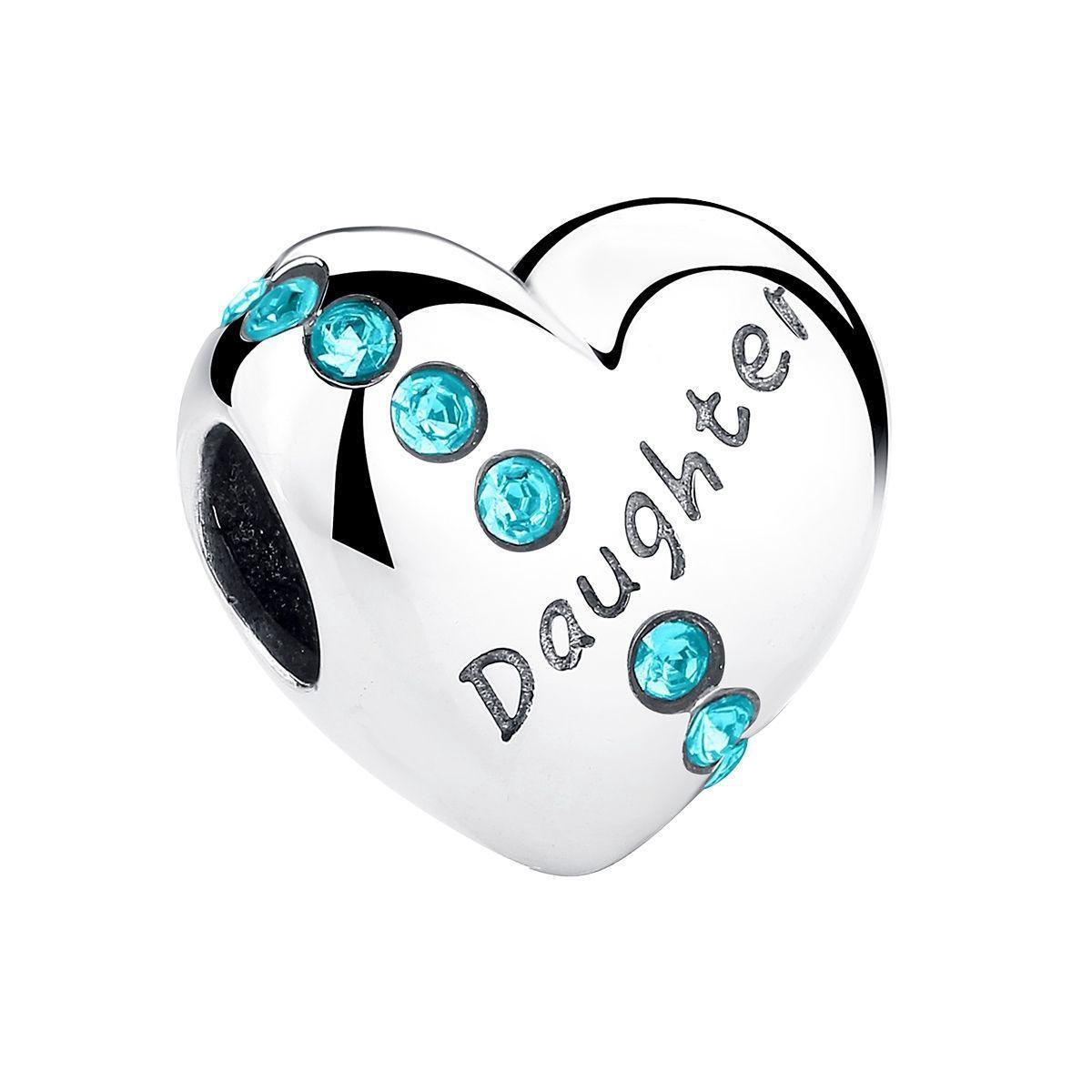 Hart Daughter bead blauwe zirkonia | dochter bedel | bedels voor armband | Zilverana | geschikt voor alle bekende merken | 925 zilver | moederdag
