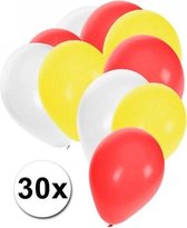 Ballonnen, Rood/ Wit/ Geel, 30 stuks, 100 % Biologische afbreekbaar, Oeteldonk, Carnaval, Themafeest
