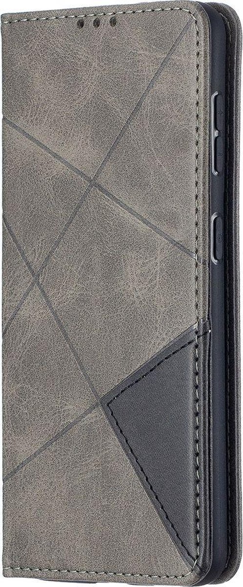 Mobigear Telefoonhoesje geschikt voor Samsung Galaxy S21 Hoesje | Mobigear Rhombus Slim Bookcase | Pasjeshouder voor 2 Pasjes | Telefoonhoesje voor Pinpas / OV Kaart / Rijbewijs - Grijs