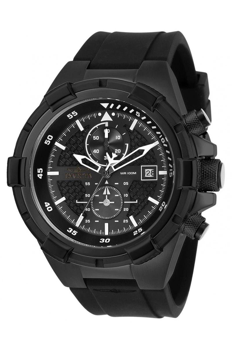 Invicta Aviator 28099 Heren Horloge - Waterdicht - Analoog - Quartz Uurwerk - Roestvrij Staal met zwarte Wijzerplaat - 50mm