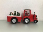 Kerstdecoratie - Tractor Met Kar - Met Geluid En Licht En Bewegende Onderdelen