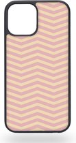Abstract pink sharp waves Telefoonhoesje - Apple iPhone 12 / 12 Pro