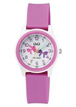 Q&Q VS59J002Y - Horloge - Sport - Analoog - Kinderen - Unisex - Plastic band - Rond - Kunststof - Cijfers - Roze - Wit - 10 ATM