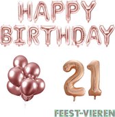 21 jaar Verjaardag Versiering Ballon Pakket Rosé Goud