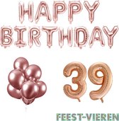 39 jaar Verjaardag Versiering Ballon Pakket Rosé Goud