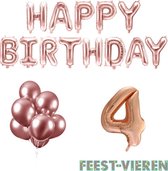 4 jaar Verjaardag Versiering Ballon Pakket Rosé Goud