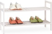 Relaxdays schoenenrek stapelbaar - hout - schoenenkast - schoenen organizer - hal - smal