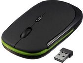 Draadloze Muis (Ultra Dun) - Met USB Aansluiting - Zwart-Groen