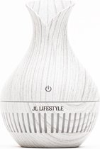 JL Lifestyle® Aroma Diffuser luchtbevochtiger met LED verlichting - diffuser aromatherapie - Geschikt voor Aromatherapie olie - 130 ML - Hout Design - Wit - moederdag cadeautje