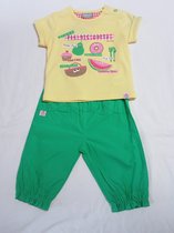 wiplala , kledingset , tshirt geel + lange broek groen , meisje  6 maand  68