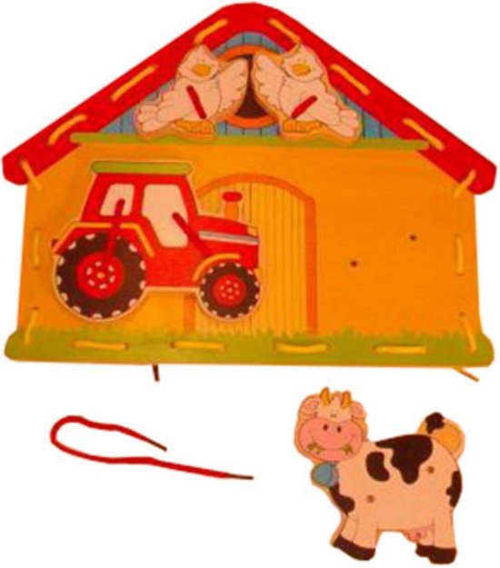 Afbeelding van het spel Playwood Rijg Boerderij met 4 boerderij figuren