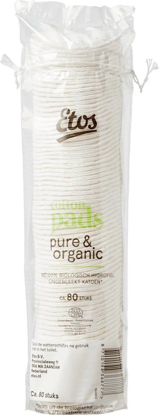 Etos Wattenschijfjes Voordeelverpakking - Pure & Organic - 12 x 80 stuks - Etos