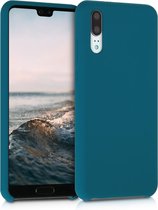 kwmobile telefoonhoesje voor Huawei P20 - Hoesje met siliconen coating - Smartphone case in mat petrol