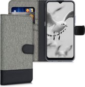 kwmobile telefoonhoesje voor Motorola Moto E7 - Hoesje met pasjeshouder in grijs / zwart - Case met portemonnee