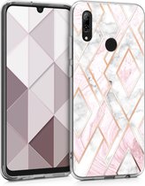 kwmobile telefoonhoesje voor Huawei P Smart (2019) - Hoesje voor smartphone in roségoud / wit / oudroze - Glory Mix Gekleurd Marmer design