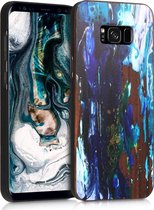 kwmobile hoesje voor Samsung Galaxy S8 Plus - Backcover in blauw / donkerblauw / bruin - Houten Penseel design